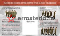Стенд "Выполнение воинского приветствия в строю на месте и в движении" 250х150см с зеркалом