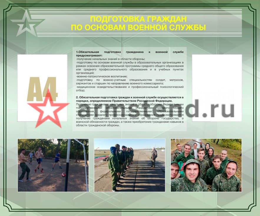 Подготовка граждан по основам военной службы 120х100см